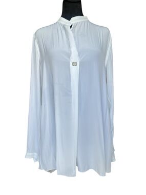 Beate Heymann Size 6 Sheer White Tunic Street Couture Long Sleeve Shirt